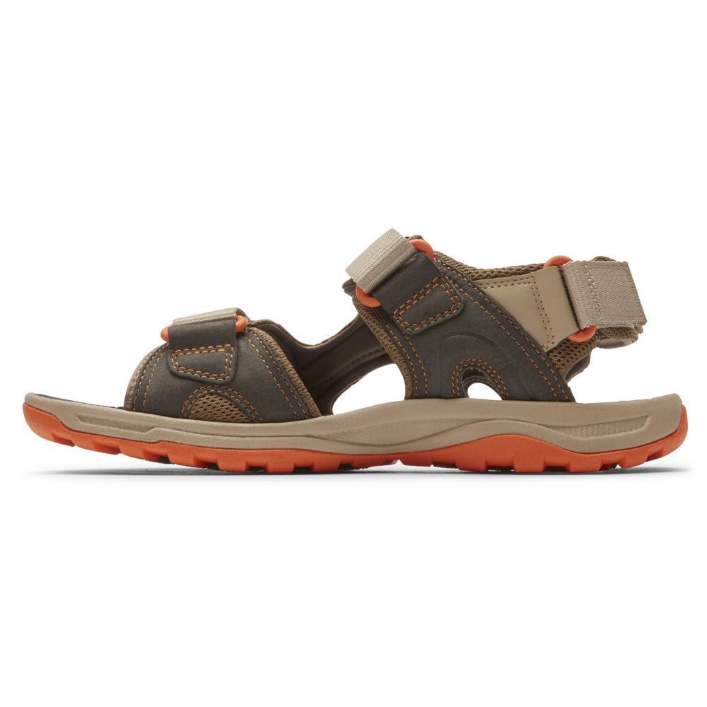 Sandalias Rockport Hombre Mexico - Trail Technique Adjustable Velcro Beige - XFTYI9724